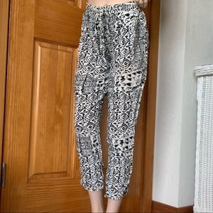 Soft Black and White Boho Crop Pants